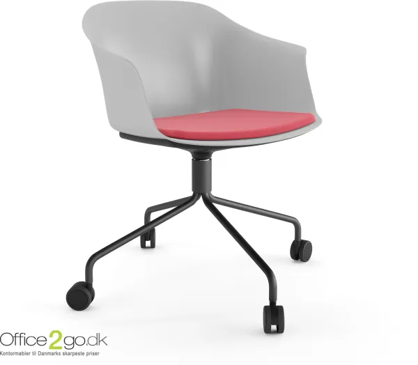 Chaise Polytone C - avec base pivotante et roulettes - assise rembourrée