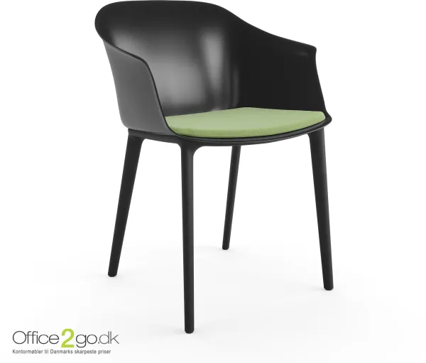 Chaise Polytone C - pieds noirs - assise rembourrée